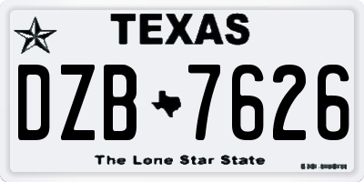 TX license plate DZB7626