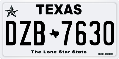 TX license plate DZB7630