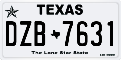 TX license plate DZB7631