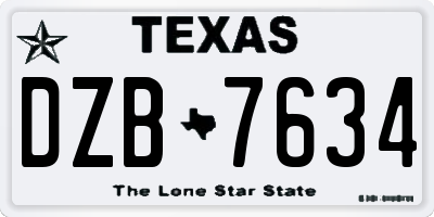 TX license plate DZB7634