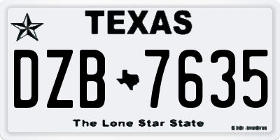 TX license plate DZB7635