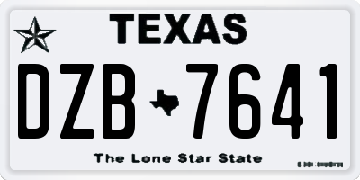 TX license plate DZB7641