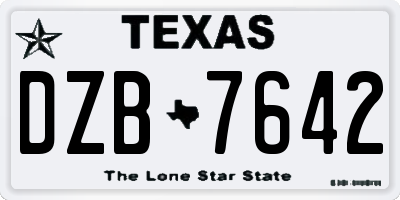 TX license plate DZB7642