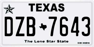 TX license plate DZB7643