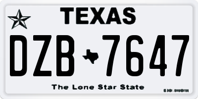 TX license plate DZB7647