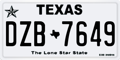 TX license plate DZB7649