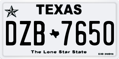TX license plate DZB7650