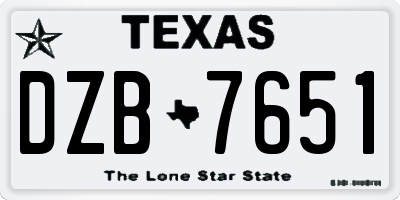 TX license plate DZB7651