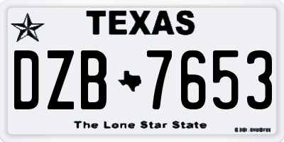 TX license plate DZB7653