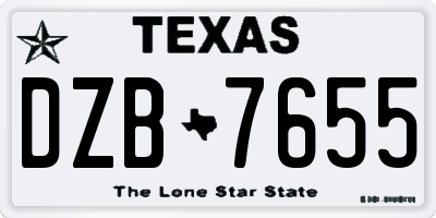 TX license plate DZB7655