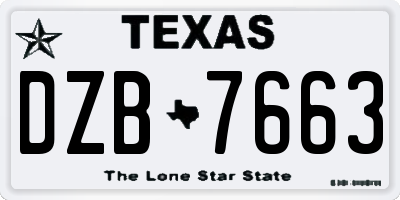 TX license plate DZB7663
