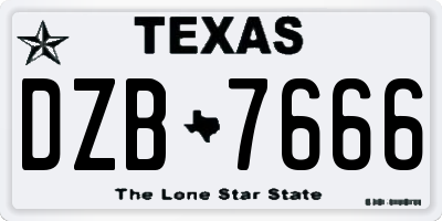 TX license plate DZB7666