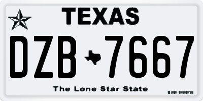 TX license plate DZB7667
