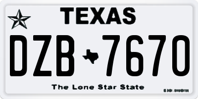 TX license plate DZB7670