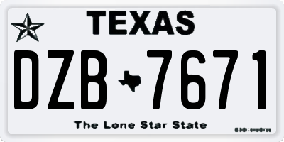TX license plate DZB7671