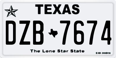 TX license plate DZB7674