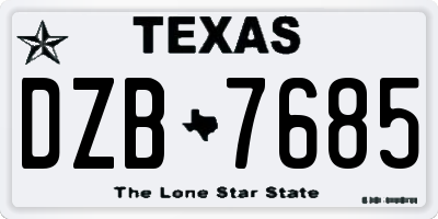 TX license plate DZB7685