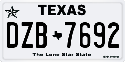 TX license plate DZB7692