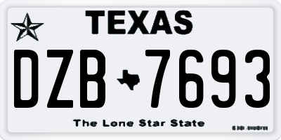 TX license plate DZB7693