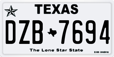 TX license plate DZB7694