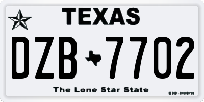 TX license plate DZB7702