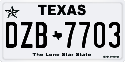 TX license plate DZB7703