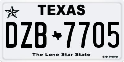TX license plate DZB7705