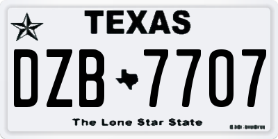 TX license plate DZB7707