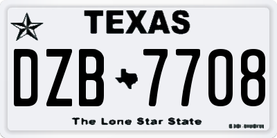 TX license plate DZB7708