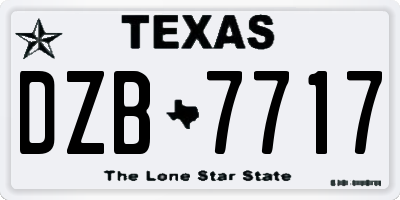 TX license plate DZB7717