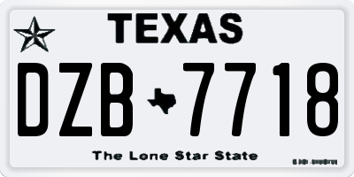TX license plate DZB7718