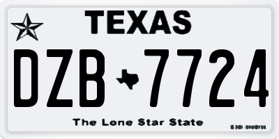 TX license plate DZB7724