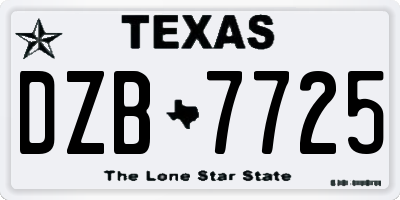 TX license plate DZB7725