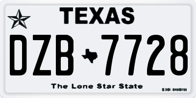 TX license plate DZB7728