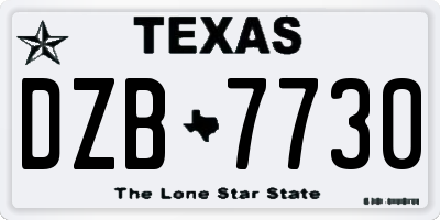 TX license plate DZB7730