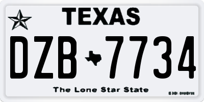 TX license plate DZB7734