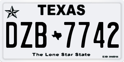 TX license plate DZB7742