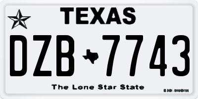 TX license plate DZB7743