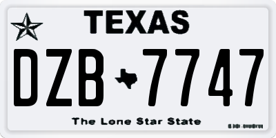 TX license plate DZB7747