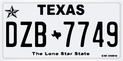 TX license plate DZB7749