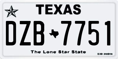 TX license plate DZB7751