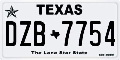 TX license plate DZB7754