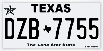 TX license plate DZB7755