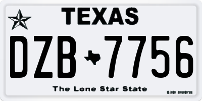 TX license plate DZB7756