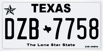 TX license plate DZB7758