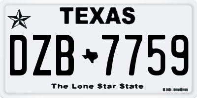 TX license plate DZB7759