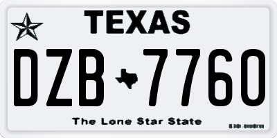 TX license plate DZB7760