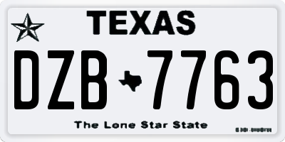 TX license plate DZB7763