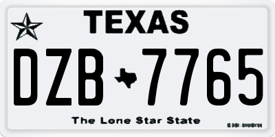 TX license plate DZB7765