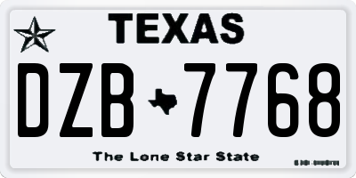 TX license plate DZB7768